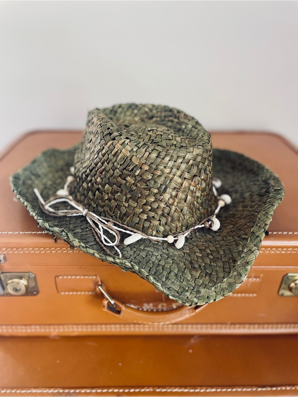 Panama Jack Braided Straw Hat with Brown Trim